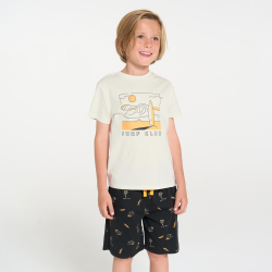 بيجاما بشورت من الجيرسيه الأبيض للأولاد